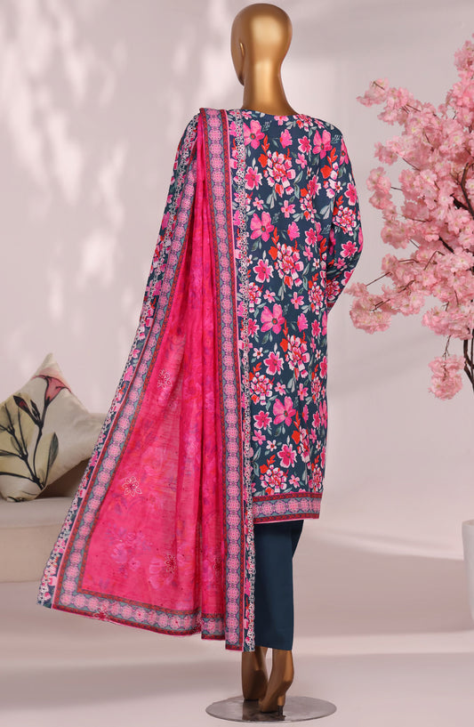 HZ Premium Embroidered Khaddar Unstitched 3 Piece Suit - PKE-3021 - HZ25MIUM - Midnight Bloom - Winter Collection