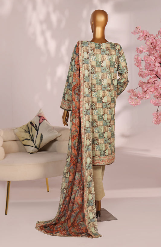 HZ Premium Embroidered Khaddar Unstitched 3 Piece Suit - PKE-3025 - HZ25MIUM - Earth Mosaic - Winter Collection