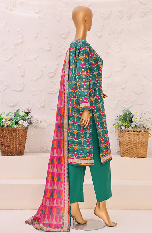 HZ Premium Printed Khaddar Unstitched 3 Piece Suit - PKP-3011 - HZ25UNS - Green - Winter Collection
