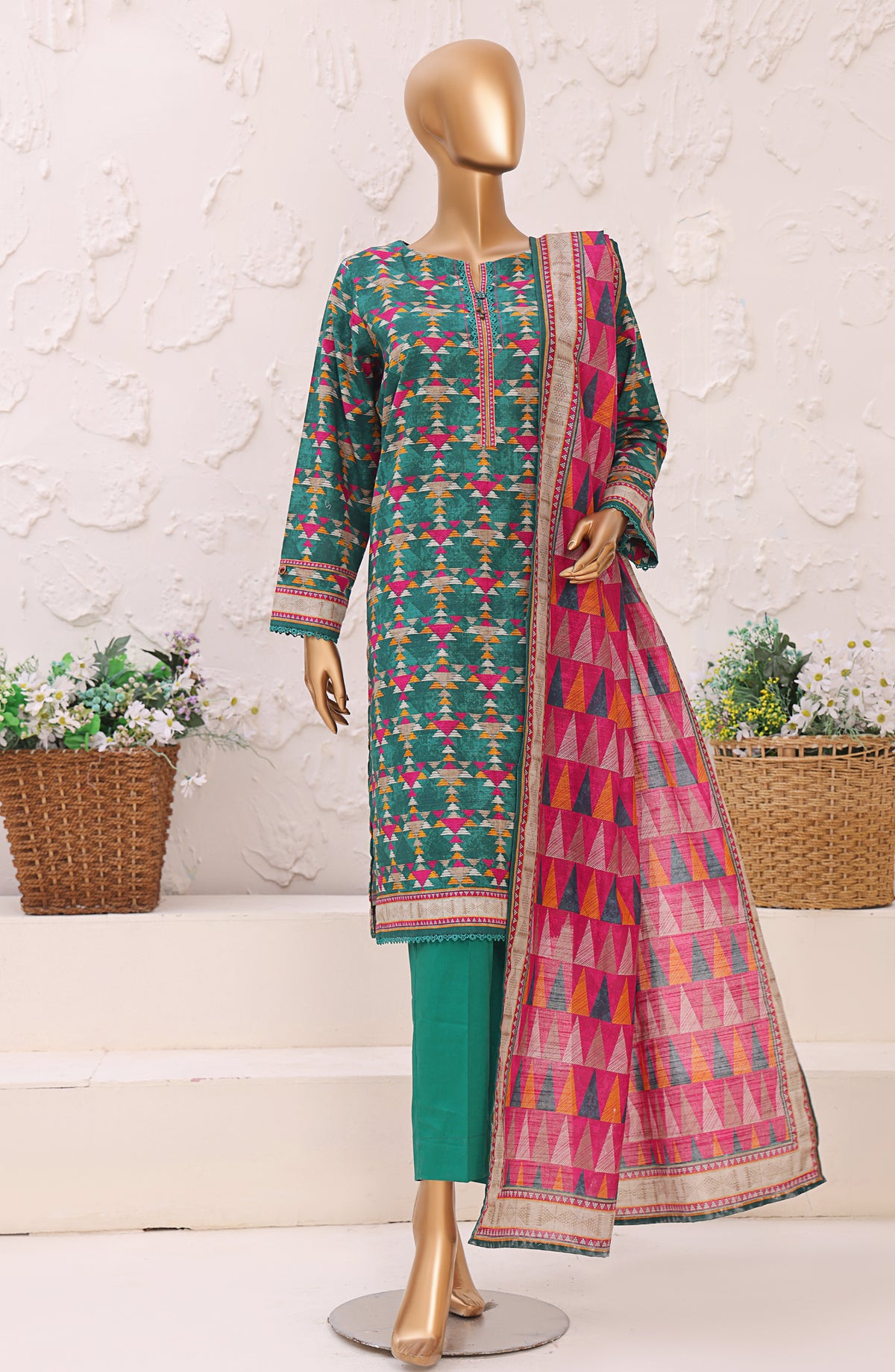 HZ Premium Printed Khaddar Unstitched 3 Piece Suit - PKP-3011 - HZ25UNS - Green - Winter Collection
