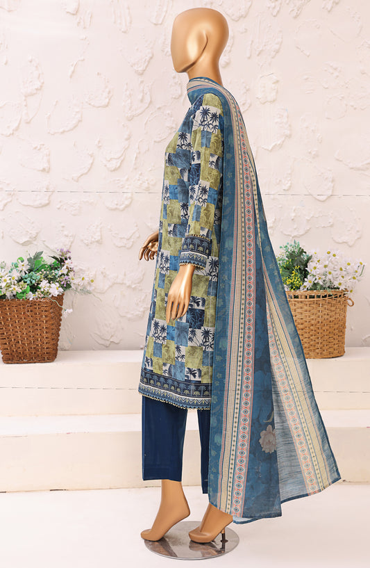 HZ Premium Printed Khaddar Unstitched 3 Piece Suit - PKP-3013 - HZ25UNS - Blue - Winter Collection