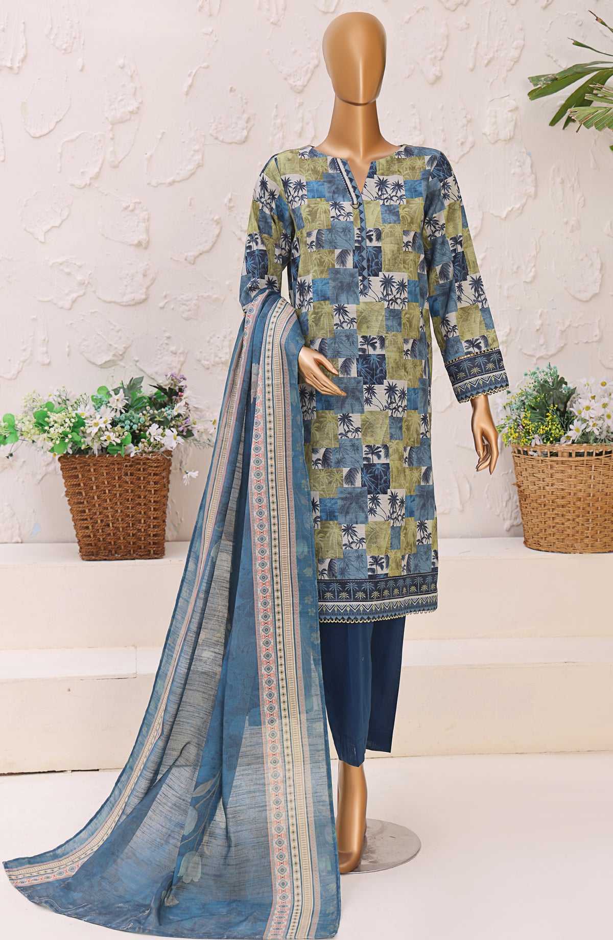 HZ Premium Printed Khaddar Unstitched 3 Piece Suit - PKP-3013 - HZ25UNS - Blue - Winter Collection