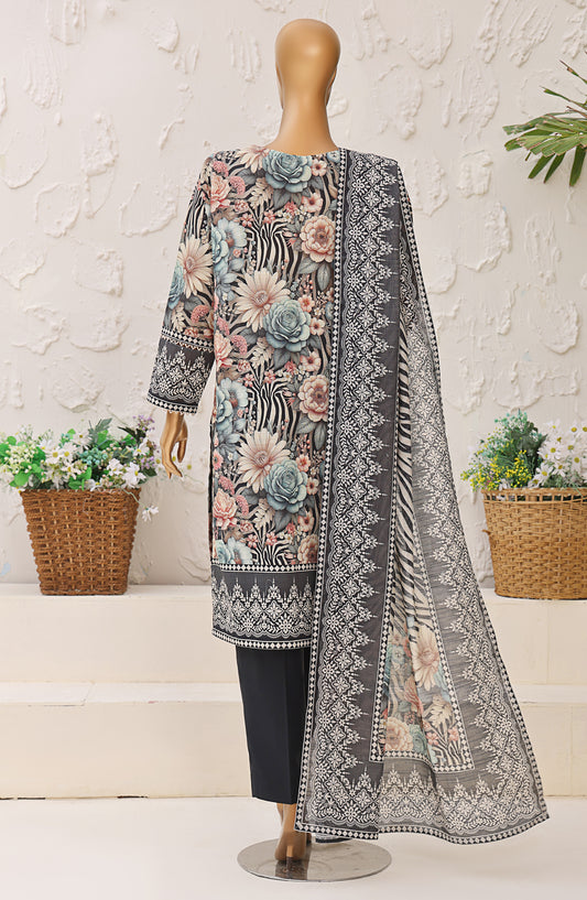 HZ Premium Printed Khaddar Unstitched 3 Piece Suit - PKP-3016 - HZ25UNS - Black - Winter Collection