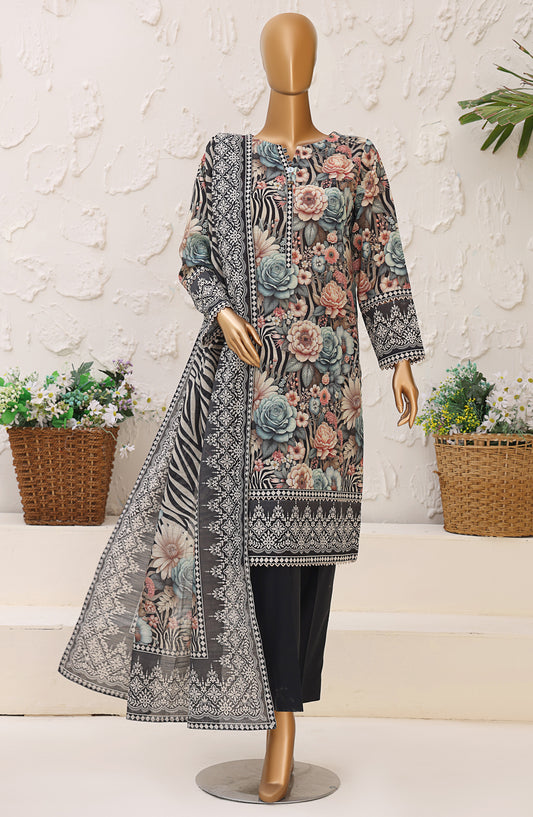 HZ Premium Printed Khaddar Unstitched 3 Piece Suit - PKP-3016 - HZ25UNS - Black - Winter Collection