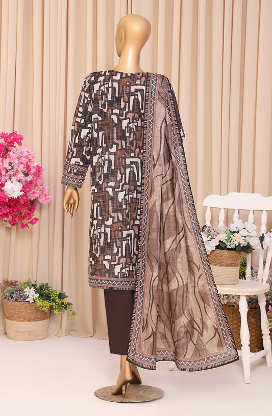 HZ Premium Printed Khaddar Unstitched 3 Piece Suit - PKP-3018 - HZ25UNS - Brown - Winter Collection