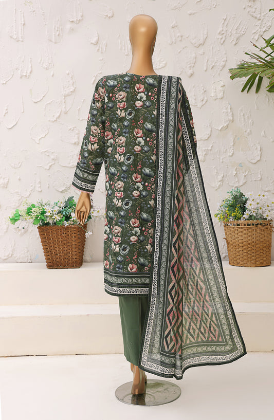 HZ Premium Printed Khaddar Unstitched 3 Piece Suit - PKP-3014 - HZ25UNS - Green - Winter Collection
