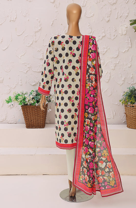 HZ Premium Printed Khaddar Unstitched 3 Piece Suit - PKP-3017 - HZ25UNS - Off White - Winter Collection