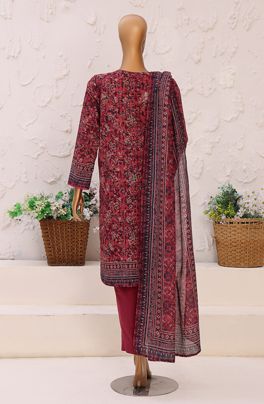 HZ Premium Printed Khaddar Unstitched 3 Piece Suit - PKP-3020 - HZ25UNS - Pink - Winter Collection