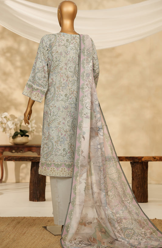 HZ Printkari Embroidered Chikankari Cambric Stitched 3 Piece Suit - LPK-3P-527 - HZ25KRI - Cream Multi - Casual Collection