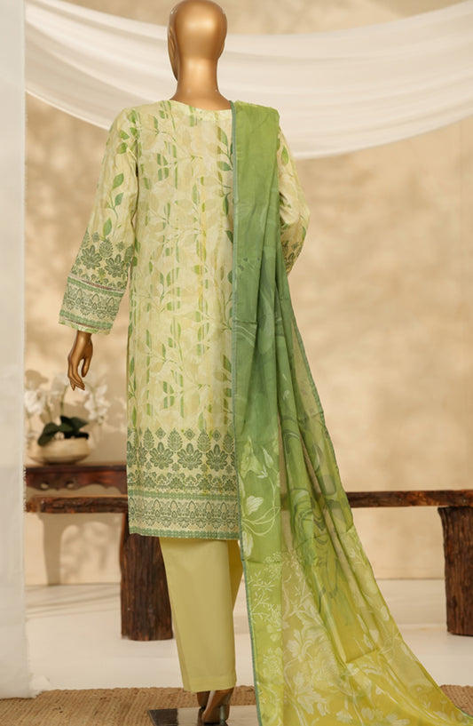 HZ Printkari Embroidered Chikankari Cambric Stitched 3 Piece Suit - LPK-3P-526 - HZ25KRI - Lime - Casual Collection