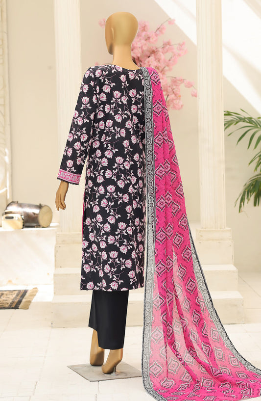 HZ Summer Shades Printed Lawn Unstitched 3 Piece Suit - Design-10 - HZ26SHDS - Black - Summer Collection