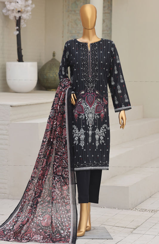 HZ Textile Asasa Embroidered Lawn Unstitched 3 Piece Suit - Design-10 - HZ26ASASA - Black - Summer Collection