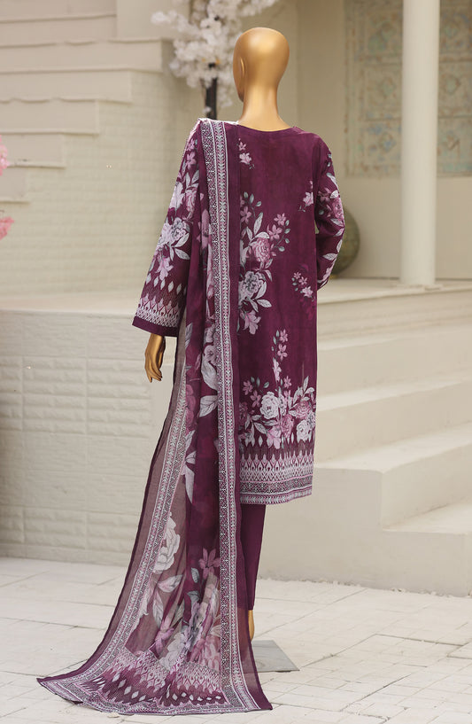 HZ Textile Asasa Embroidered Lawn Unstitched 3 Piece Suit - Design-07 - HZ26ASASA - Purple - Summer Collection
