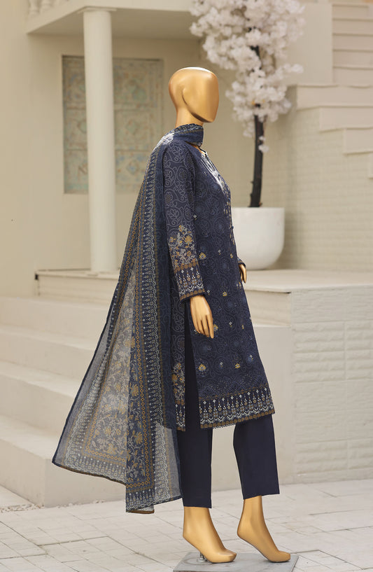HZ Textile Asasa Embroidered Lawn Unstitched 3 Piece Suit - Design-05 - HZ26ASASA - Blue - Summer Collection