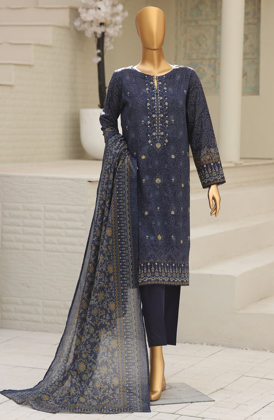 HZ Textile Asasa Embroidered Lawn Unstitched 3 Piece Suit - Design-05 - HZ26ASASA - Blue - Summer Collection