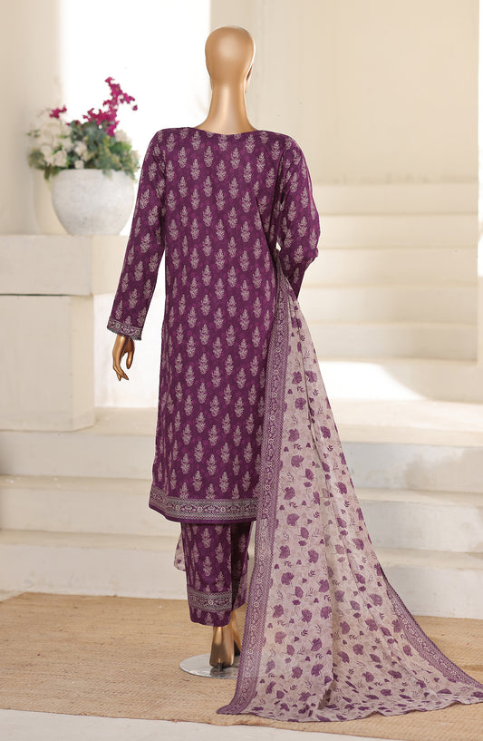 HZ Textile Printed Lawn Unstitched 3 Piece Suit - D-07 - HZ26CRS - Purple - Summer Collection