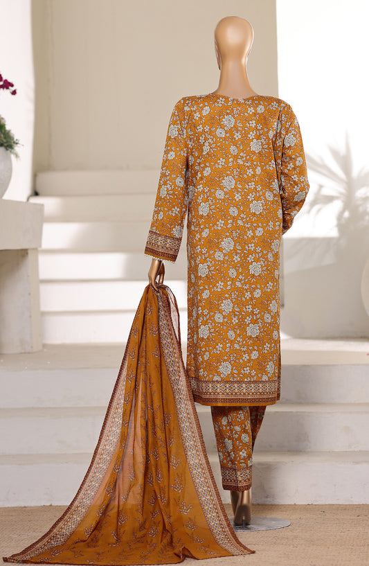 HZ Textile Printed Lawn Unstitched 3 Piece Suit - D-04 - HZ26CRS - Orange - Summer Collection