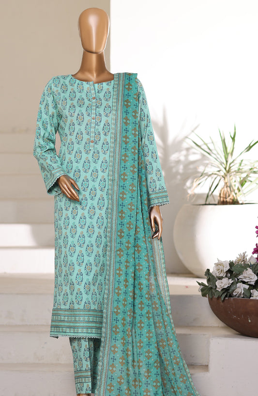 HZ Textile Printed Lawn Unstitched 3 Piece Suit - D-03 - HZ26CRS - Sea Green - Summer Collection