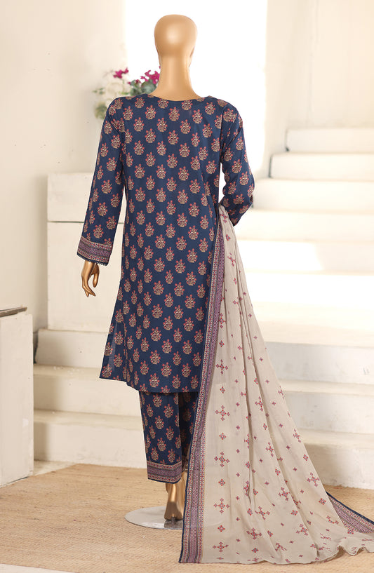 HZ Textile Printed Lawn Unstitched 3 Piece Suit - D-02 - HZ26CRS - Blue - Summer Collection