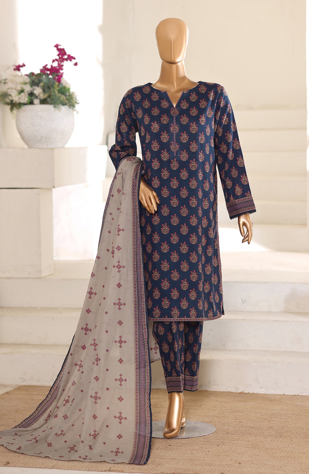 HZ Textile Printed Lawn Unstitched 3 Piece Suit - D-02 - HZ26CRS - Blue - Summer Collection