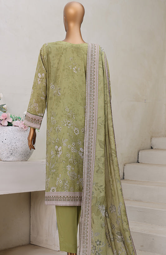 HZ Textile Digital Printed Cross Slub Unstitched 3 Piece Suit - PWC-105 - HZ25CRS - Green - Pre Winter Collection