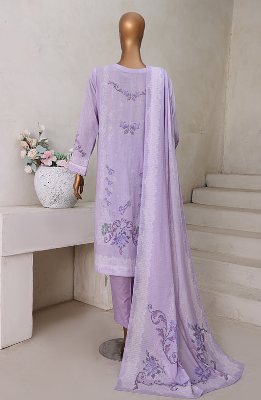HZ Textile Digital Printed Cross Slub Unstitched 3 Piece Suit - PWC-106 - HZ25CRS - Purple - Pre Winter Collection