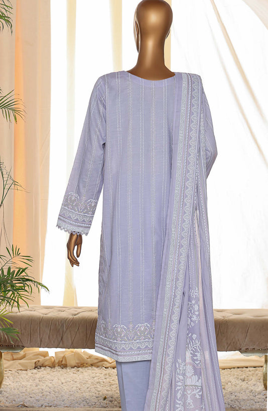 HZ Textile Exclusive Printed Slub Lawn Unstitched 3 Piece Suit - Design-02 - HZ26SLB - Sky Blue - Summer Collection