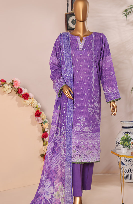 HZ Textile Magic Digital Printed Lawn Unstitched 3 Piece Suit - Design-10 - HZ25V2MGP - Purple - Summer Collection