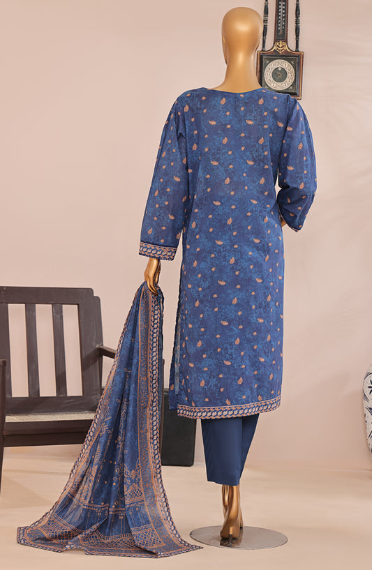 HZ Textile Magic Digital Printed Lawn Unstitched 3 Piece Suit - D-9 MPC-572 - HZ25V2MGP - Blue - Summer Collection