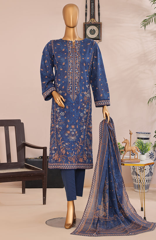 HZ Textile Magic Digital Printed Lawn Unstitched 3 Piece Suit - D-9 MPC-572 - HZ25V2MGP - Blue - Summer Collection