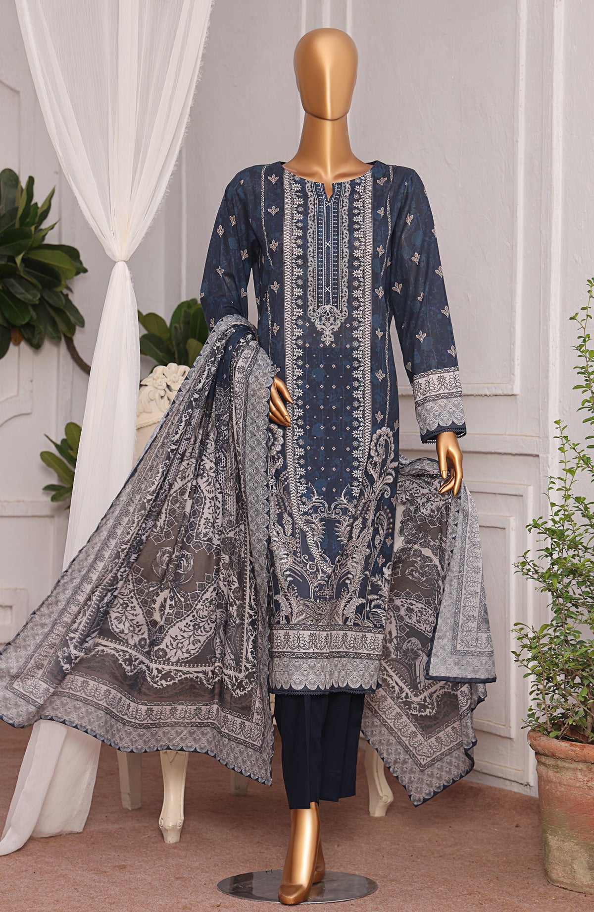 HZ Textile Magic Digital Printed Lawn Unstitched 3 Piece Suit - D-7 MPC-583 - HZ25V2MGP - Blue - Summer Collection