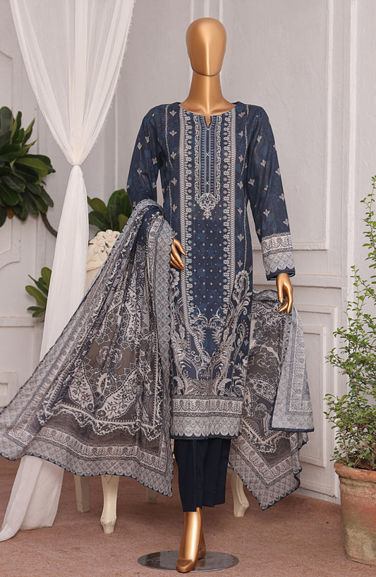 HZ Textile Magic Digital Printed Lawn Unstitched 3 Piece Suit - D-7 MPC-583 - HZ25V2MGP - Blue - Summer Collection