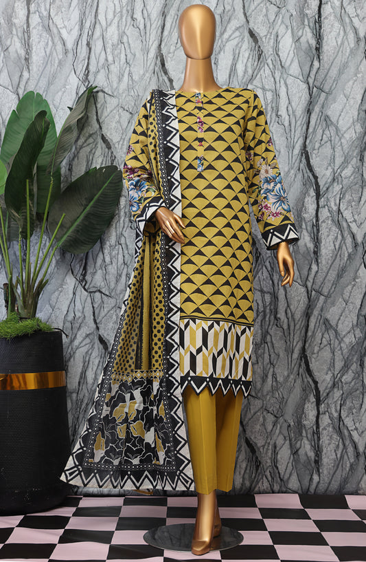 HZ Textile Magic Digital Printed Lawn Unstitched 3 Piece Suit - D-5 MPC-577 - HZ25V2MGP - Yellow - Summer Collection