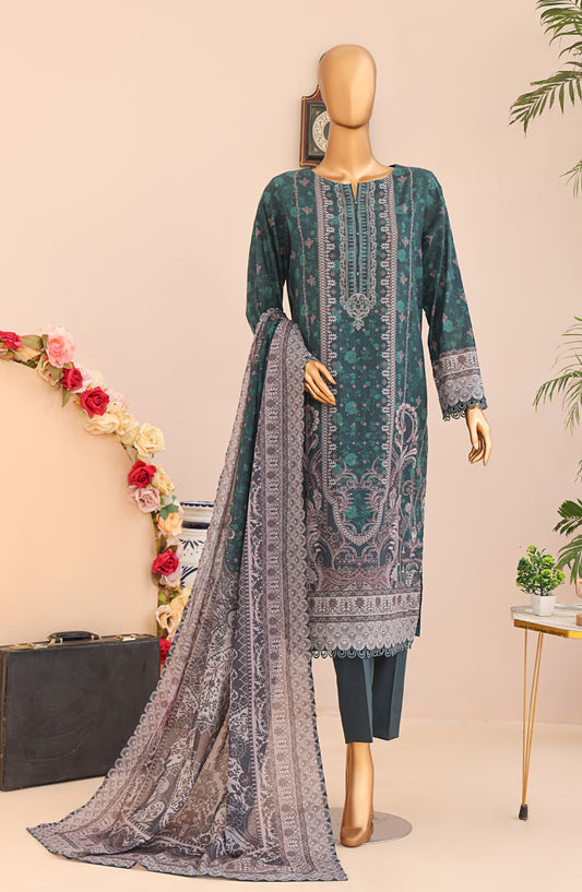 HZ Textile Magic Digital Printed Lawn Unstitched 3 Piece Suit - D-4 MPC-584 - HZ25V2MGP - Green - Summer Collection