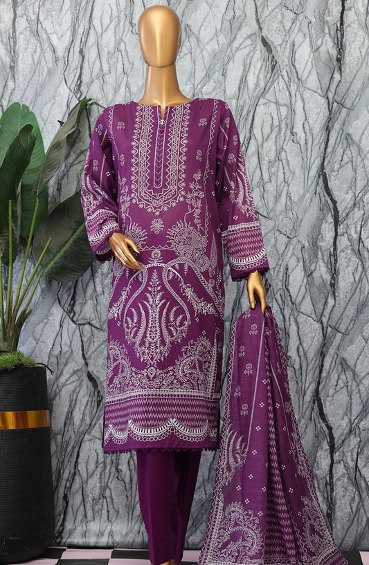 HZ Textile Magic Digital Printed Lawn Unstitched 3 Piece Suit - D-3 MPC-576 - HZ25V2MGP - Purple - Summer Collection