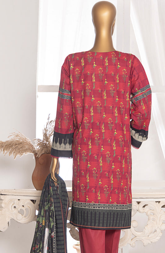 HZ Textile Magic Printed Lawn Unstitched 3 Piece Suit - MPC-573 - HZ25MGPV3 - Red - Summer Collection