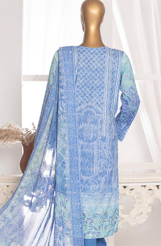 HZ Textile Magic Printed Lawn Unstitched 3 Piece Suit - MPC-580 - HZ25MGPV3 - Light Blue - Summer Collection