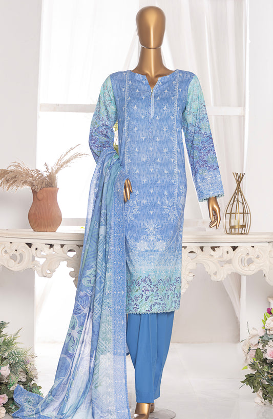 HZ Textile Magic Printed Lawn Unstitched 3 Piece Suit - MPC-580 - HZ25MGPV3 - Light Blue - Summer Collection