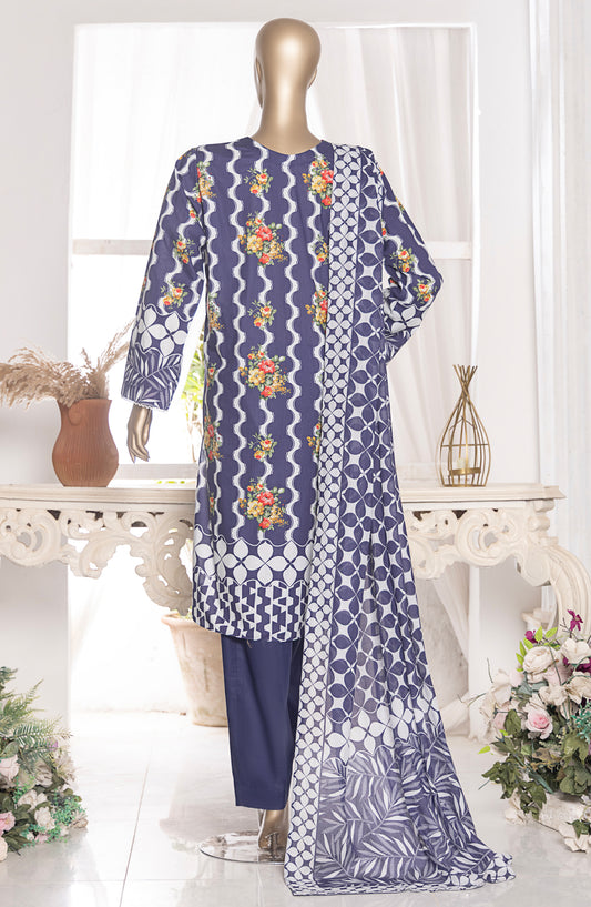 HZ Textile Magic Printed Lawn Unstitched 3 Piece Suit - MPC-593 - HZ25MGPV3 - Blue - Summer Collection