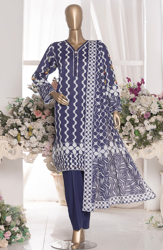 HZ Textile Magic Printed Lawn Unstitched 3 Piece Suit - MPC-593 - HZ25MGPV3 - Blue - Summer Collection