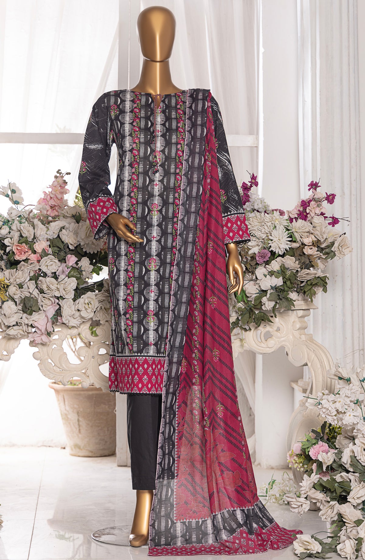 HZ Textile Magic Printed Lawn Unstitched 3 Piece Suit - MPC-579 - HZ25MGPV3 - Black - Summer Collection