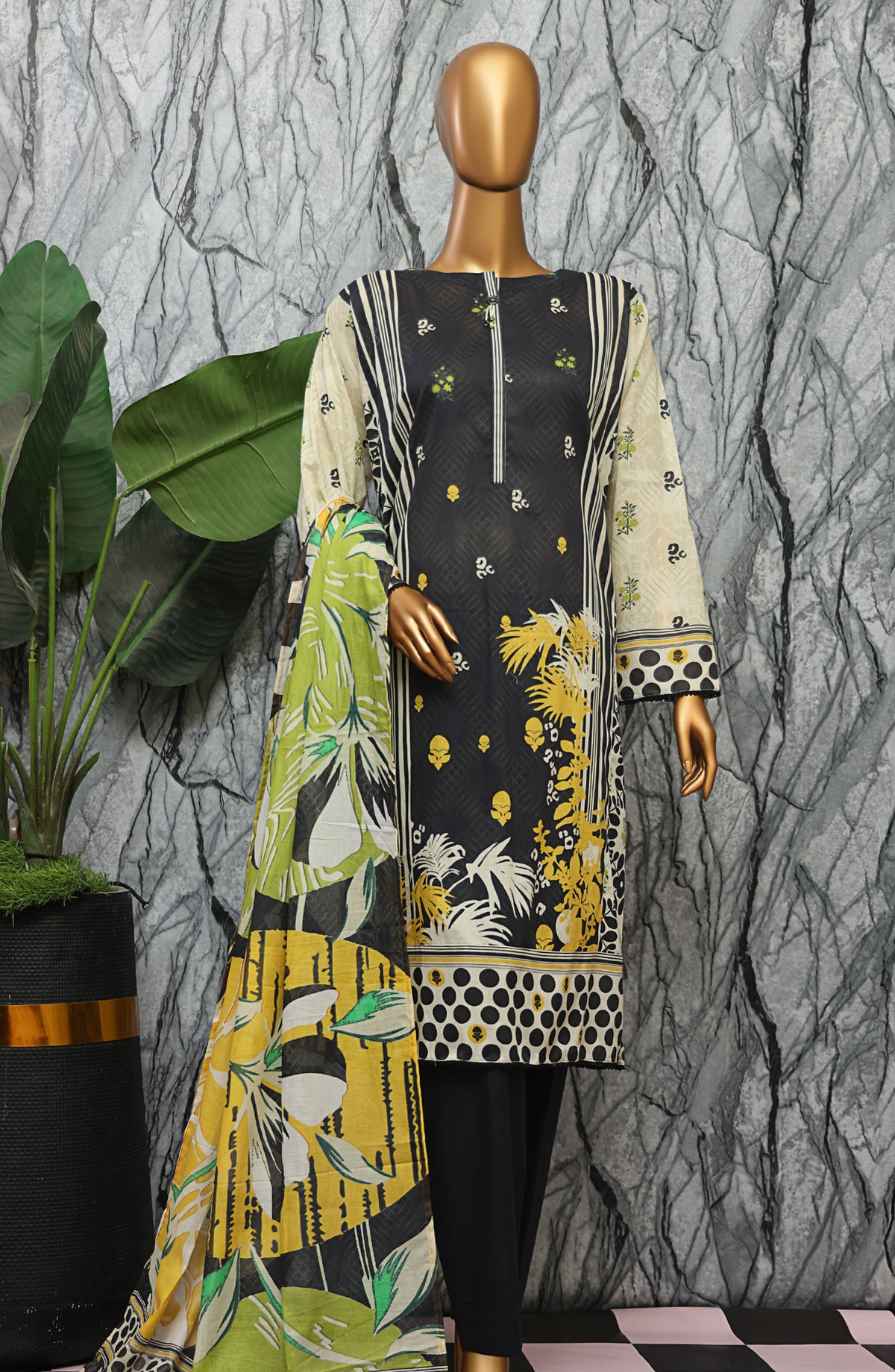 HZ Textile Magic Printed Lawn Unstitched 3 Piece Suit - MPC-581 - HZ25MGPV3 - Black - Summer Collection