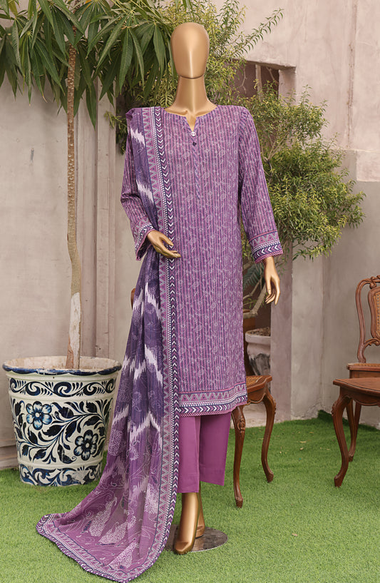 HZ Textile Magic Printed Lawn Unstitched 3 Piece Suit - MPC-568 - HZ25MGPV3 - Purple - Summer Collection