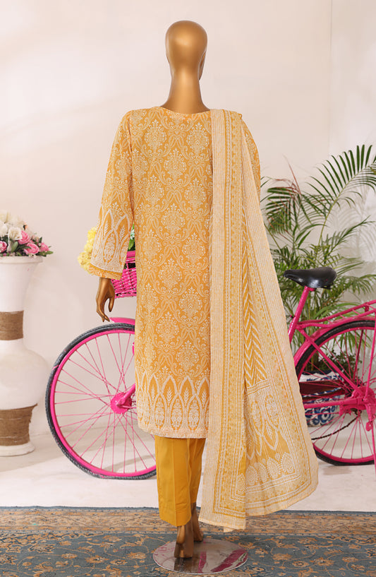 Nakshkari by HZ Textile Embroidered Lawn Unstitched 3 Piece Suit - D-07 NKE-556 - HZ25NKSH - Mustard - Summer Collection