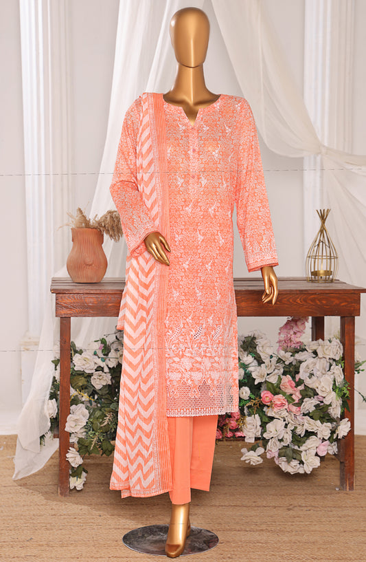 Nakshkari by HZ Textile Embroidered Lawn Unstitched 3 Piece Suit - D-06 NKE-560 - HZ25NKSH - Orange - Summer Collection