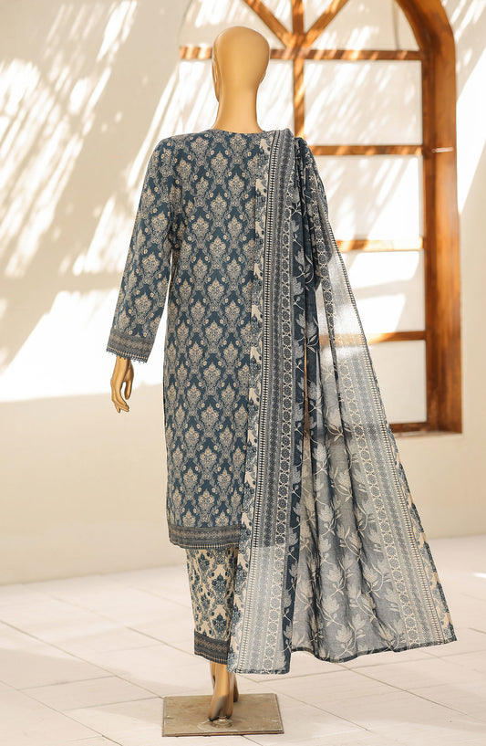 HZ Textile Premium Embroidered Lawn Unstitched 3 Piece Suit - D-06 - HZ26PRD - Blue - Daily Wear Collection