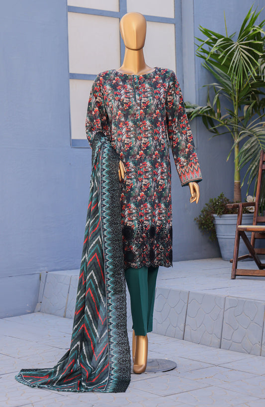 HZ Textile Premium Embroidered Lawn Unstitched 3 Piece Suit - Design-10 - HZ26PMN - Multi - Summer Collection