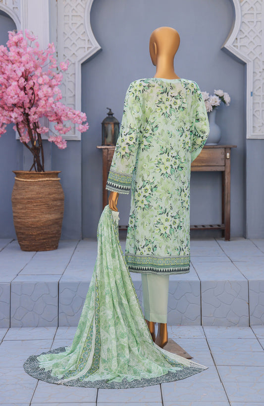 HZ Textile Premium Embroidered Lawn Unstitched 3 Piece Suit - Design-06 - HZ26PMN - Green - Summer Collection