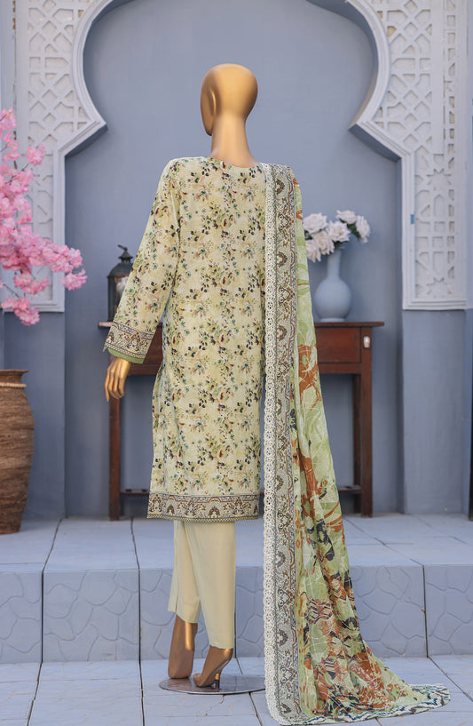 HZ Textile Premium Embroidered Lawn Unstitched 3 Piece Suit - Design-04 - HZ26PMN - Lemon - Summer Collection