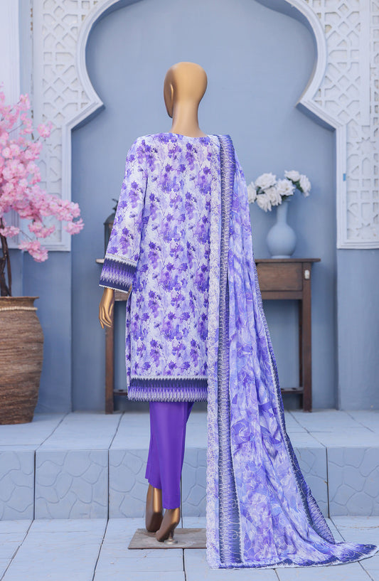 HZ Textile Premium Embroidered Lawn Unstitched 3 Piece Suit - Design-02 - HZ26PMN - Blue - Summer Collection